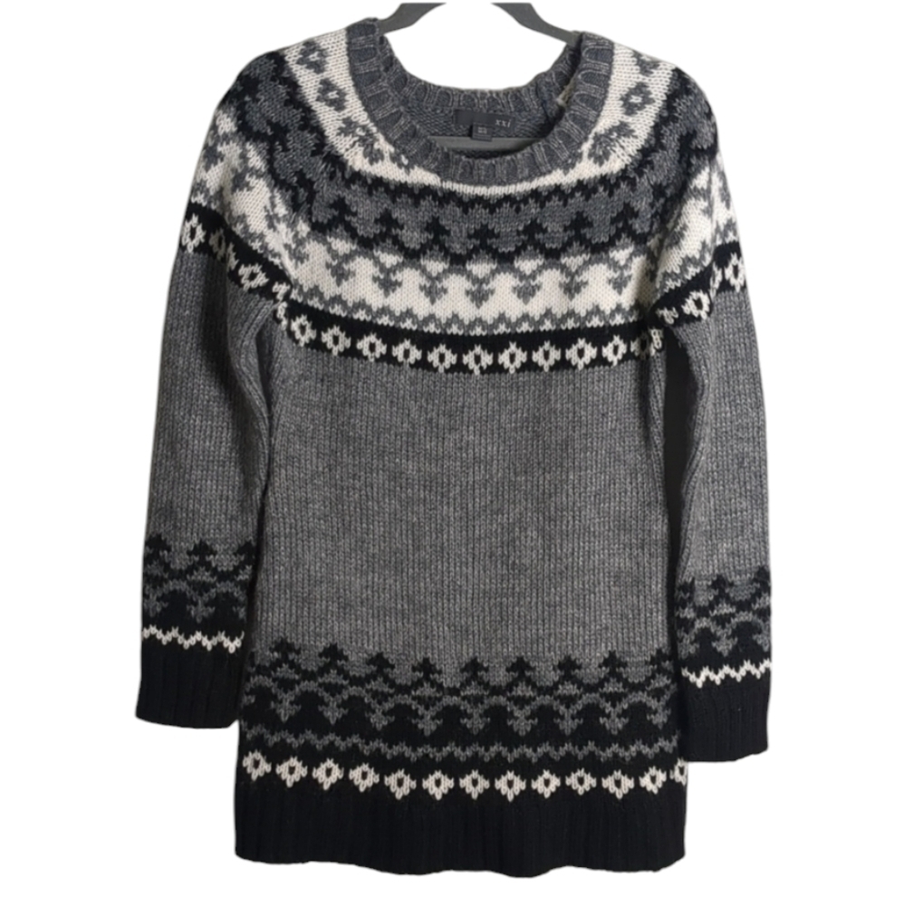 NWOT Forever21 XXI  Icelandic Sweater Knit Tunic Scoop Neck Long Sleeve Size M/L